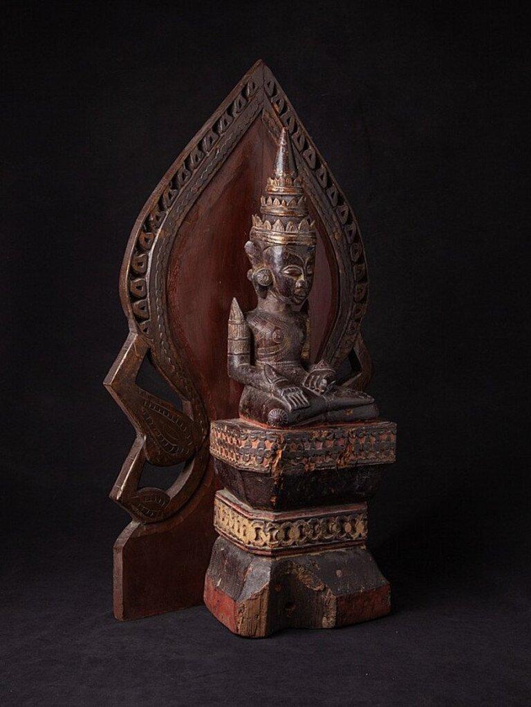 Estatua antigua de madera de Buda Mon de Birmania Madera en venta