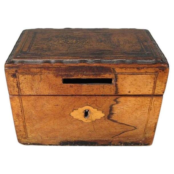 Antique Wooden Money Box with Intricate Carved Details -1Y48 For Sale ...