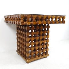 Antique Wooden Moroccan Coffee or Side Table in Mashrabiya Style