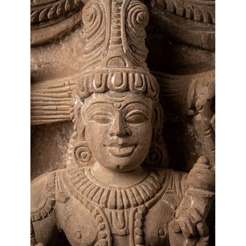 Antique Wooden Panel with Shiva and Parvati from, India 4