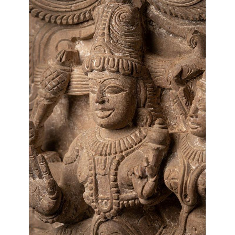 Antique Wooden Panel with Shiva and Parvati from, India 6