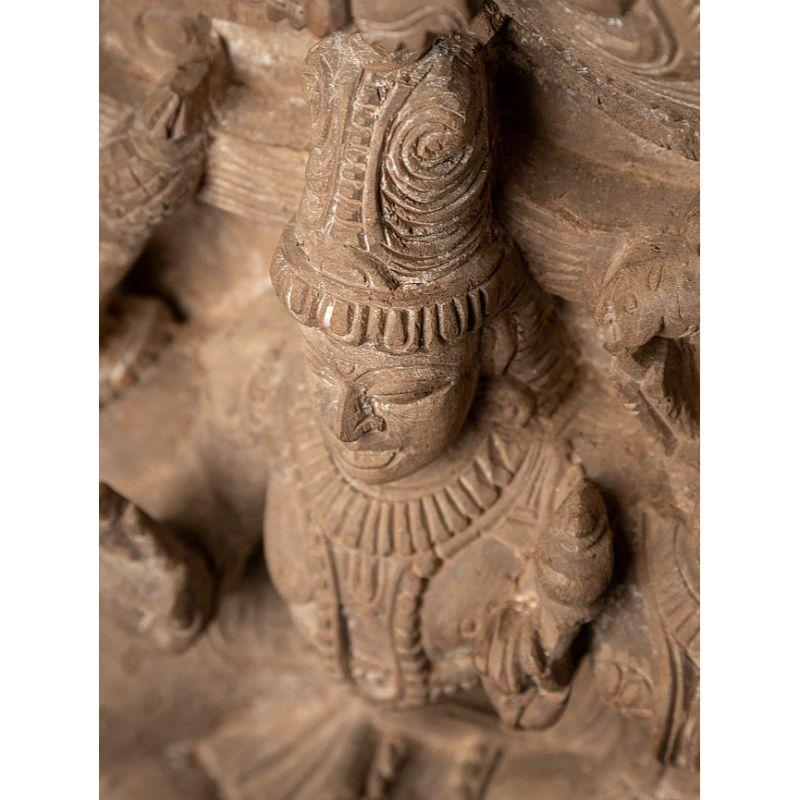 Antique Wooden Panel with Shiva and Parvati from, India 10