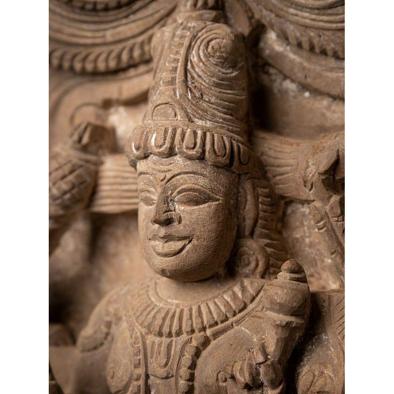 Antique Wooden Panel with Shiva and Parvati from, India 12