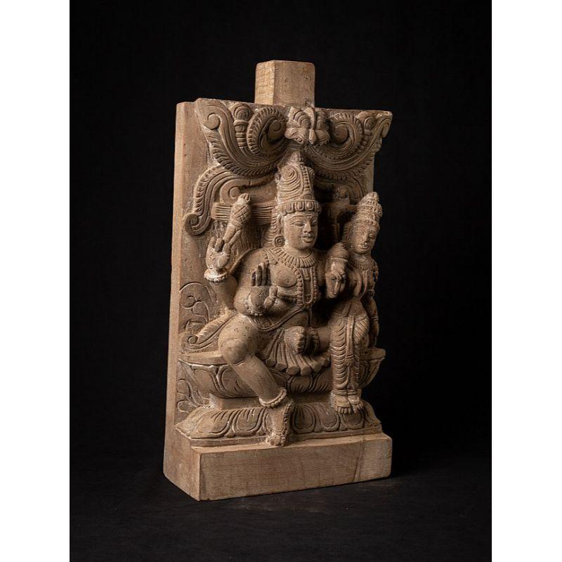 19th Century Antique Wooden Panel with Shiva and Parvati from, India