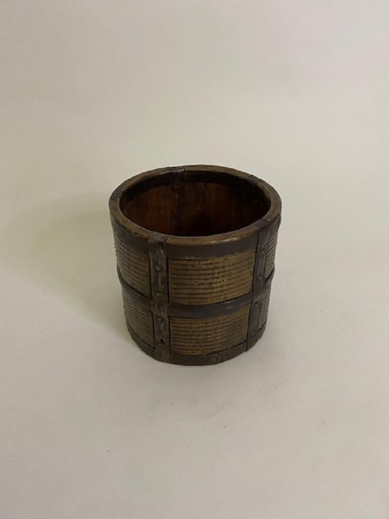 Lovel Antique Wooded Planter/Coaster with Brass and Sheet Iron Trim From England.  Circa 1840.