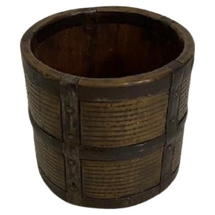 Antique Wooden Planter/Coaster with Brass & Sheet Iron Trim from England. For Sale