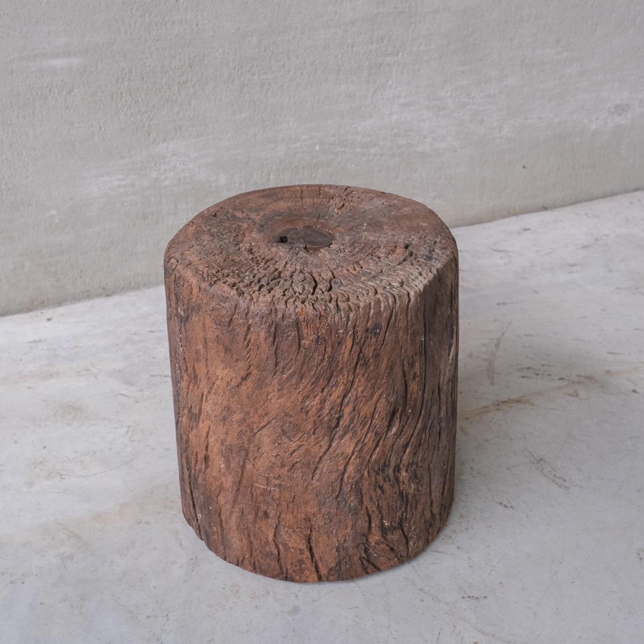 French Antique Wooden Primitive Side Table or Pedestal (No.1)