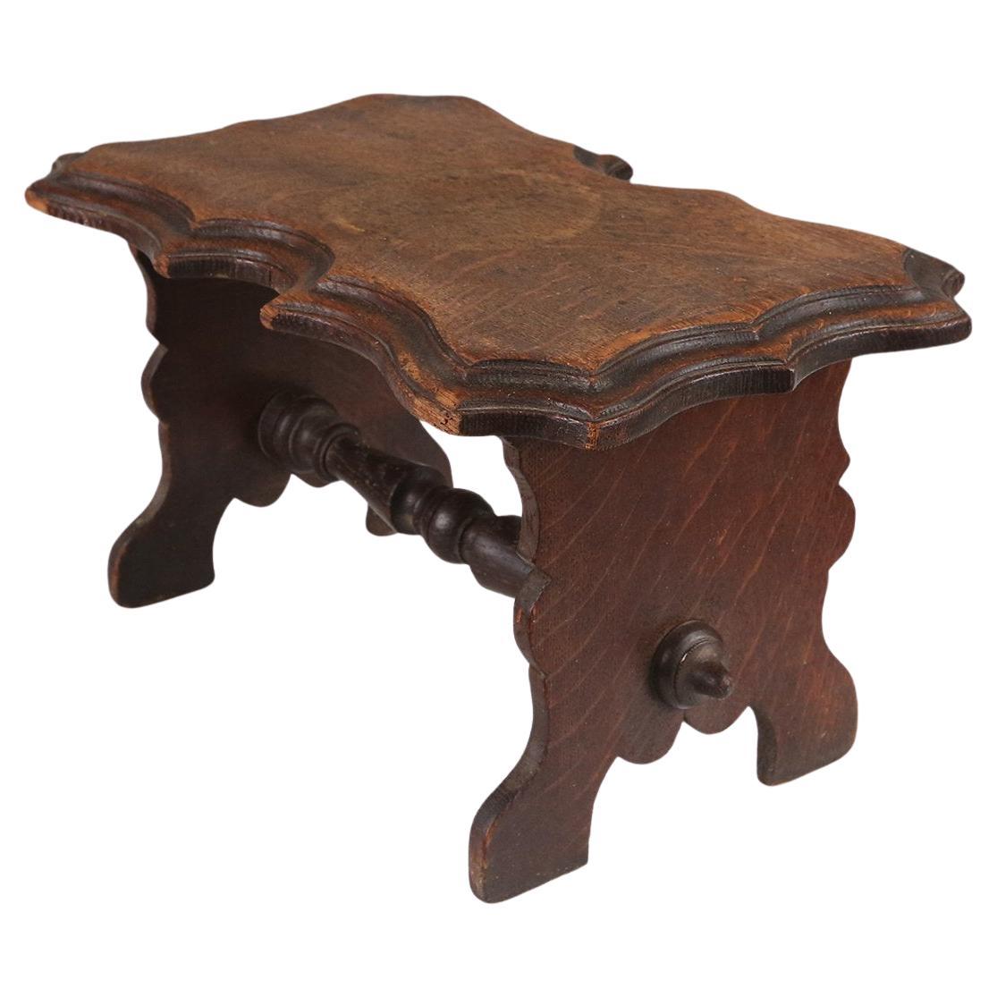Antique Wooden provincial Rustic Stool, France 1880s