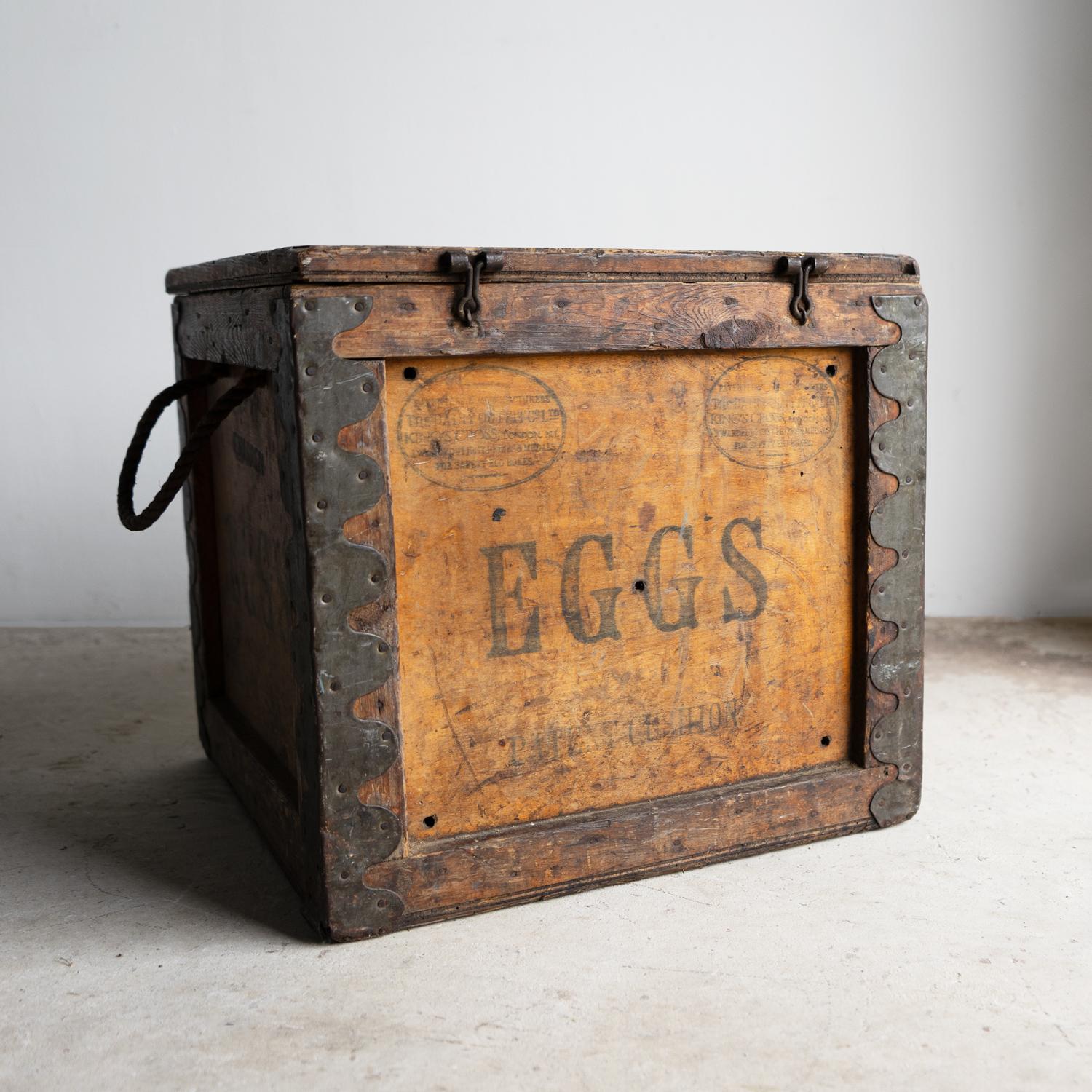Caja de madera antigua para huevos de ferrocarril, The Dairy Outfit Co. Principios del siglo XX 6
