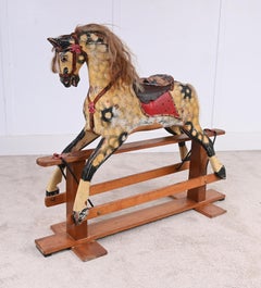 Antique Wooden Rocking Horse Children Toy