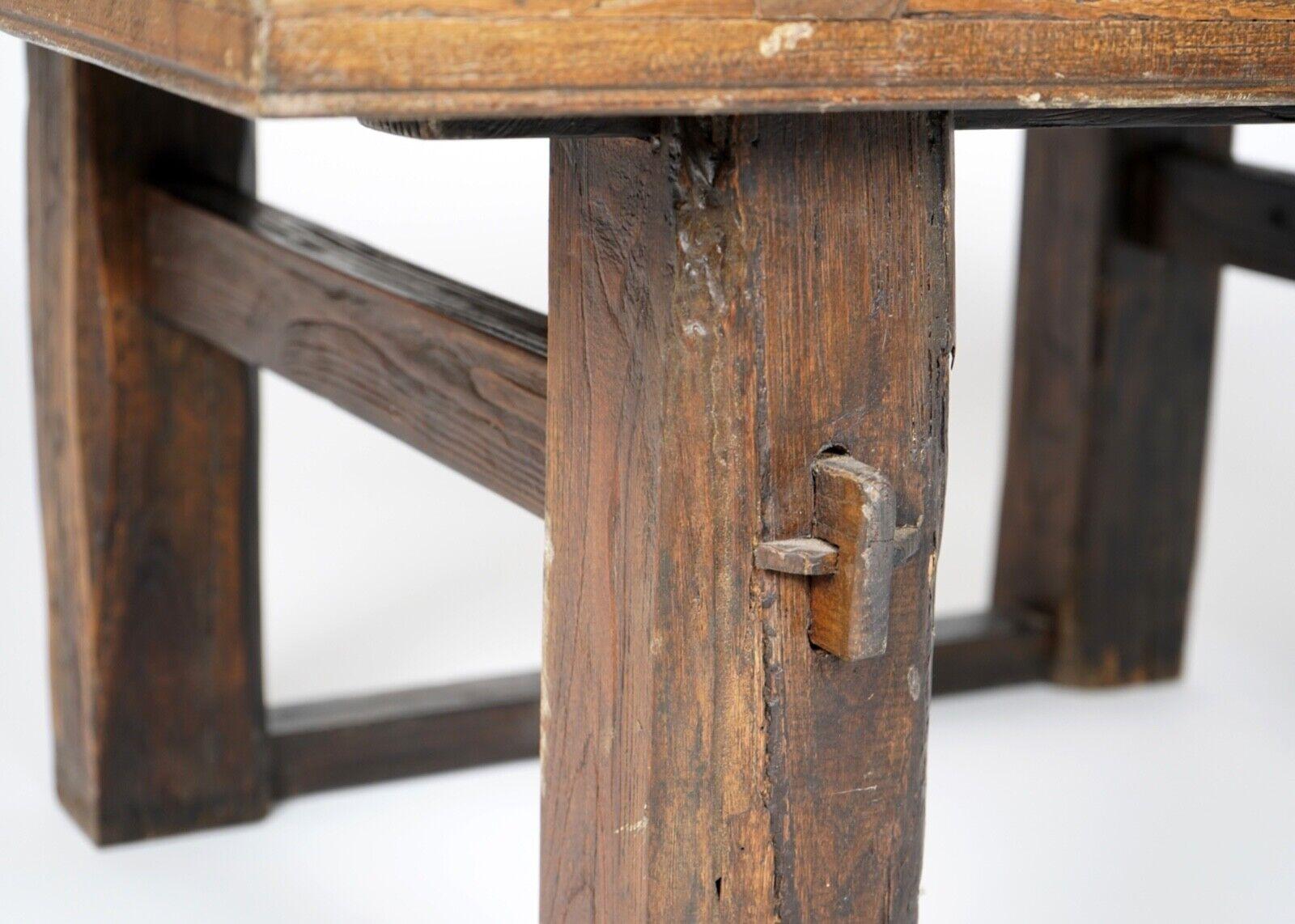 British Antique Wooden Rustic Primitive Rectangular Coffee Table