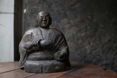 Antike Holzskulptur „Kobo Daishi“ / Buddha-Statuen / Edo-Meiji-Periode