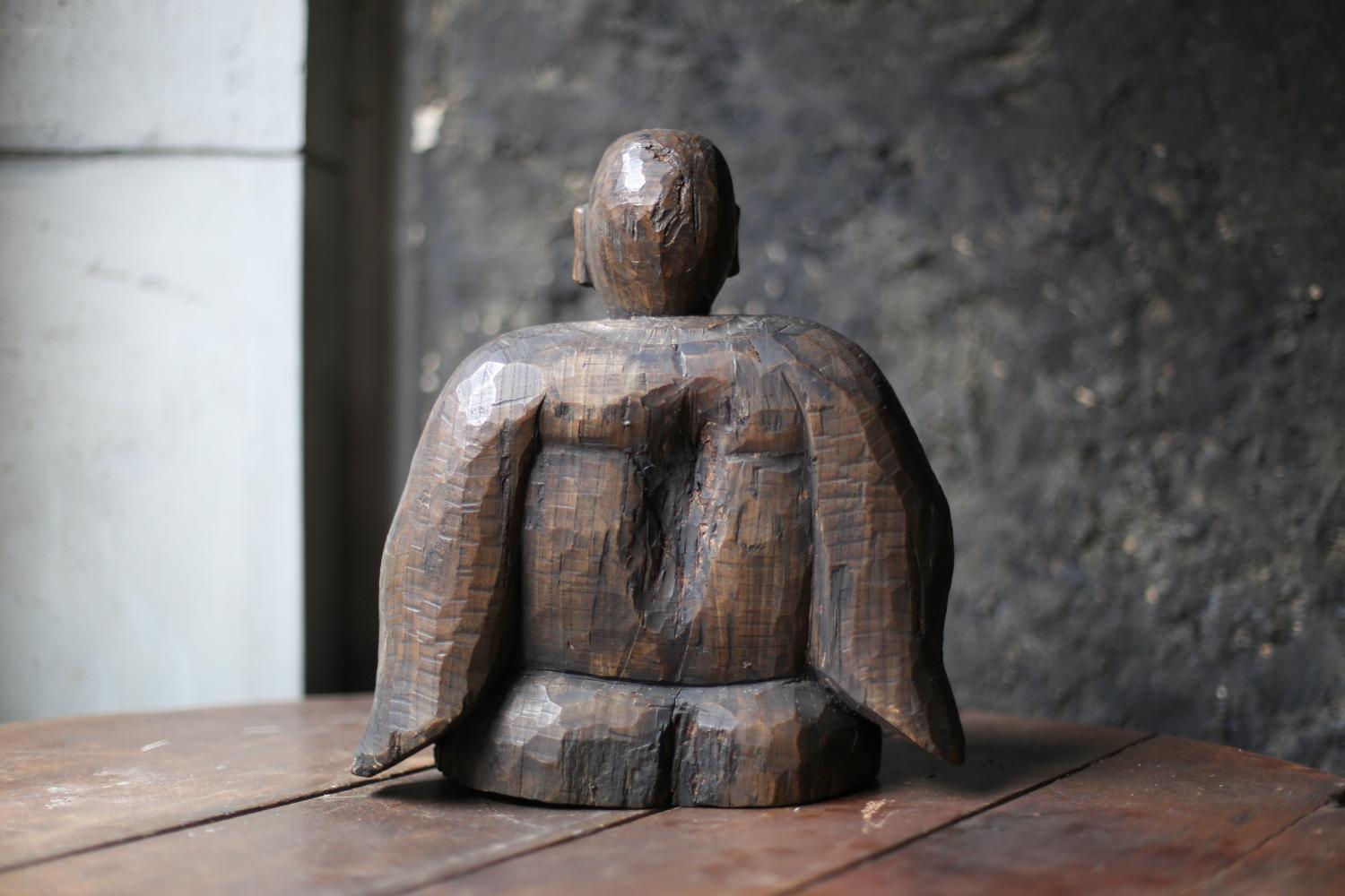Antike Holzskulptur „Kobo Daishi“ / Buddha-Statuen / Edo-Meiji-Periode im Zustand „Gut“ im Angebot in Sammu-shi, Chiba