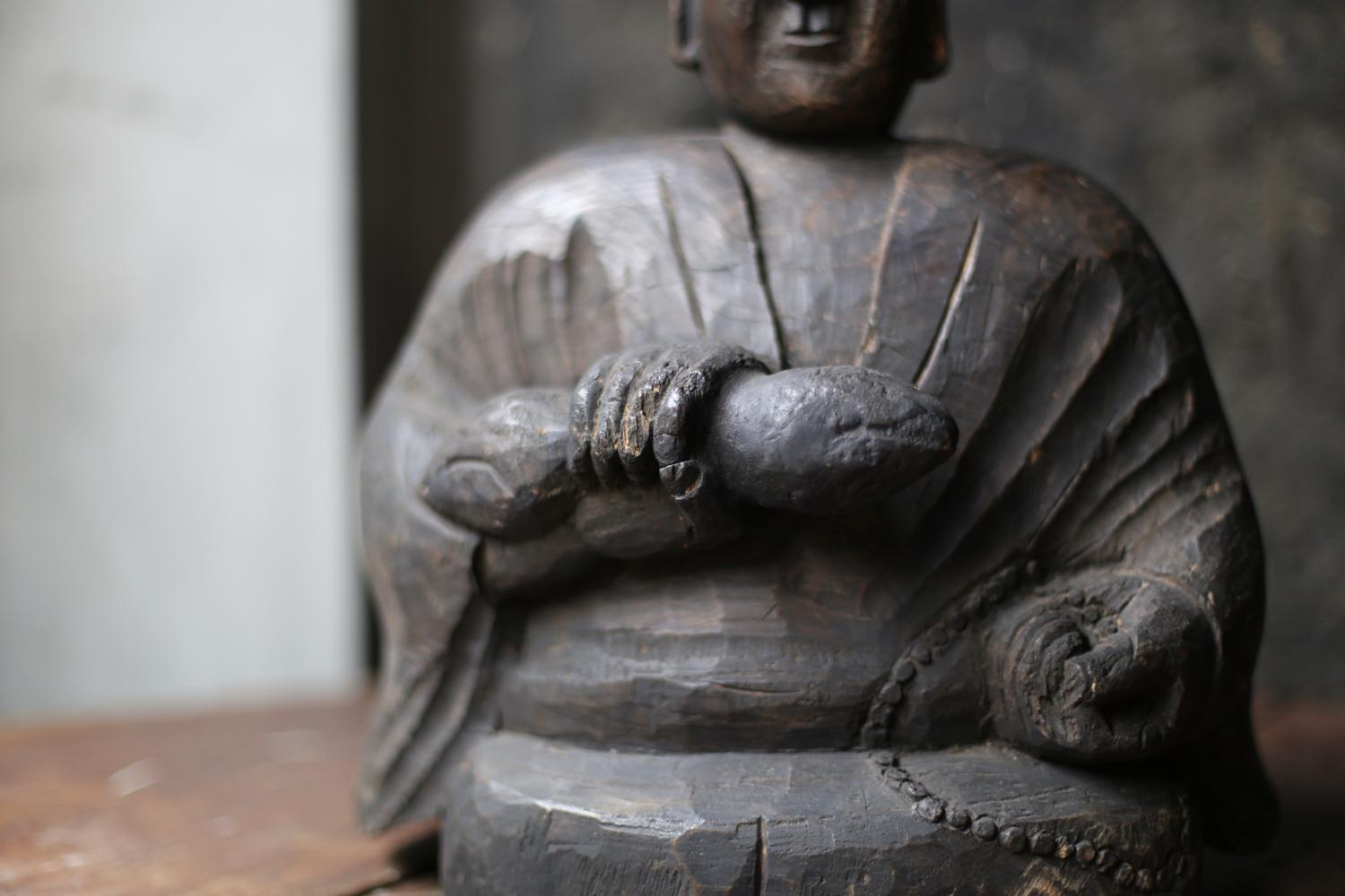 Antike Holzskulptur „Kobo Daishi“ / Buddha-Statuen / Edo-Meiji-Periode im Angebot 2