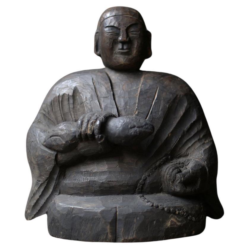 Antique Wooden Sculpture "Kobo Daishi" / Buddha Statues / Edo-Meiji Period For Sale