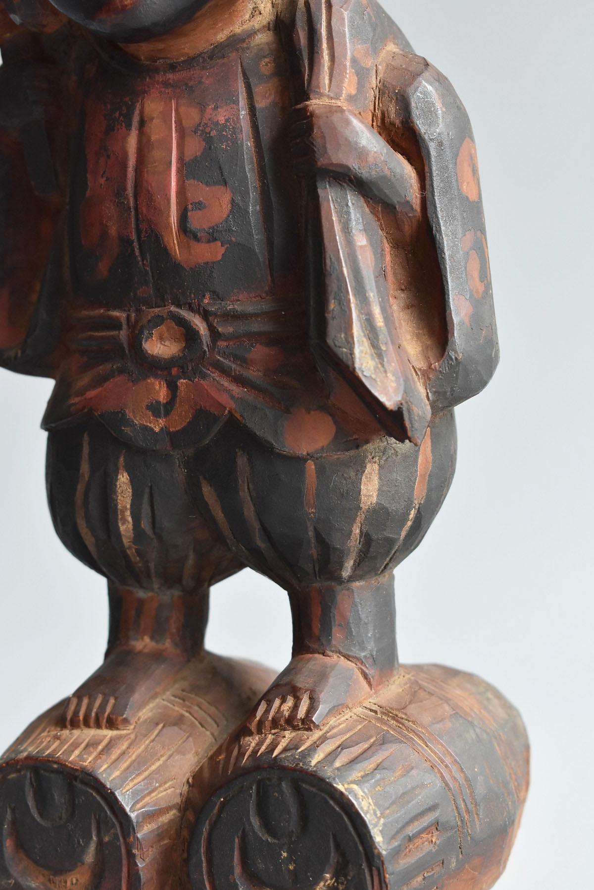Cypress Antique Wooden Sculptures of Japanese Gods / Buddha Statues / Edo-Meiji Period