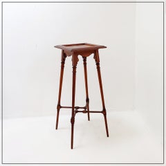 Antique Wooden Sellette Plant Stand, Art Nouveau Vintage Design