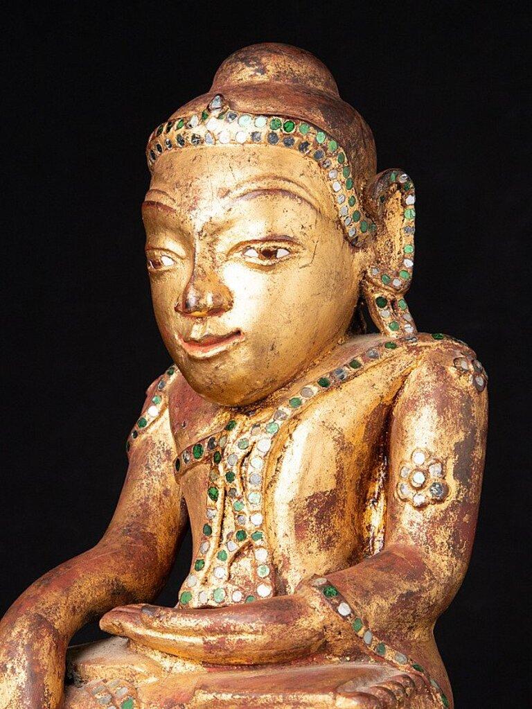 Antique Wooden Shan Buddha Statue from Burma For Sale 6