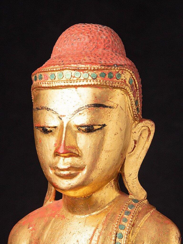 Antique Wooden Shan Buddha Statue from Burma For Sale 7