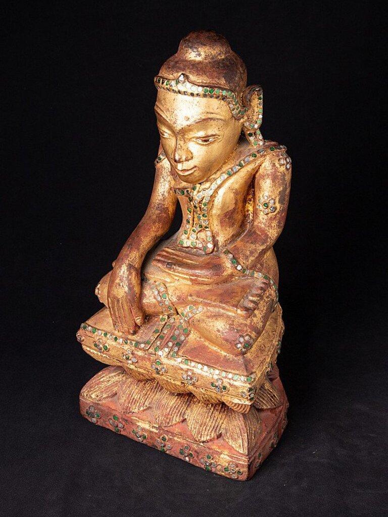 Antique Wooden Shan Buddha Statue from Burma For Sale 8