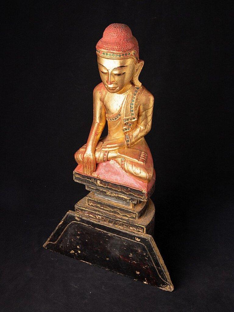 Antique Wooden Shan Buddha Statue from Burma For Sale 8