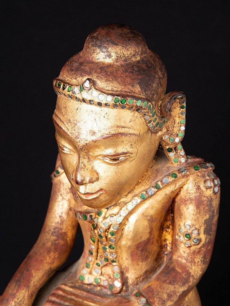 Antique Wooden Shan Buddha Statue from Burma For Sale 9
