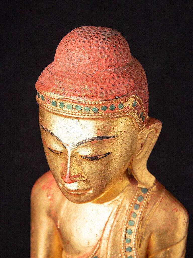 Antique Wooden Shan Buddha Statue from Burma For Sale 9