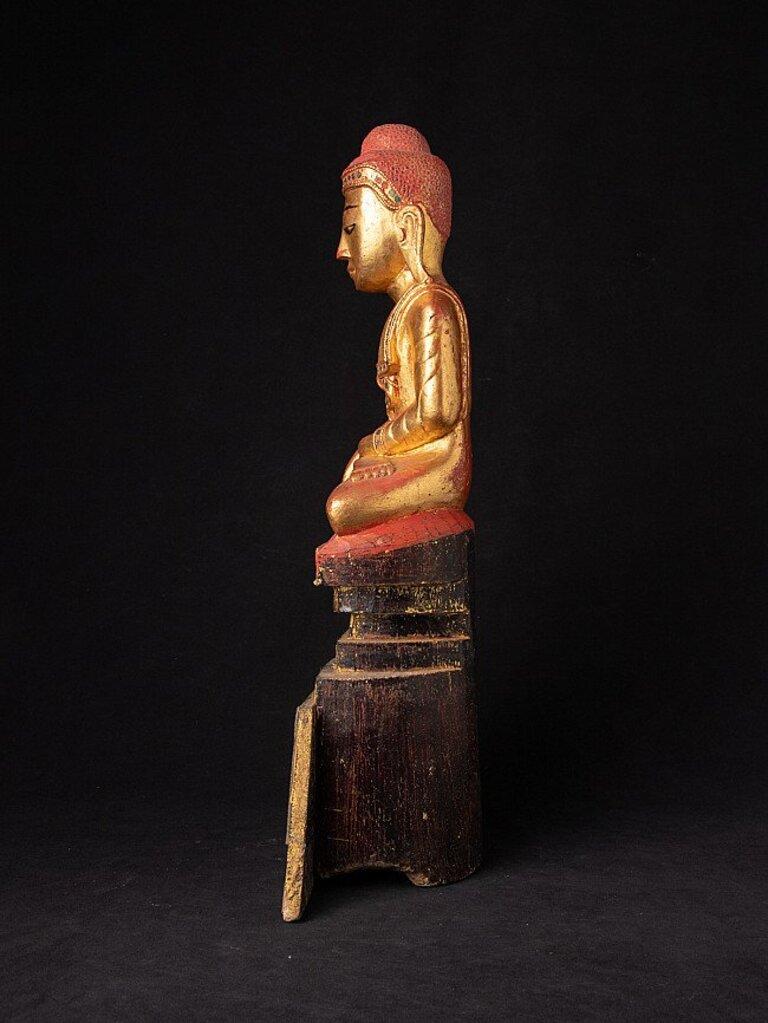 Burmese Antique Wooden Shan Buddha Statue from Burma For Sale