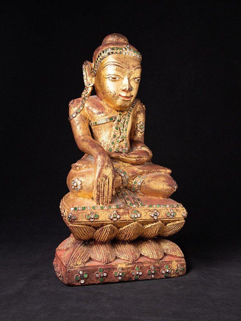 Antique Wooden Shan Buddha Statue from Burma For Sale 1