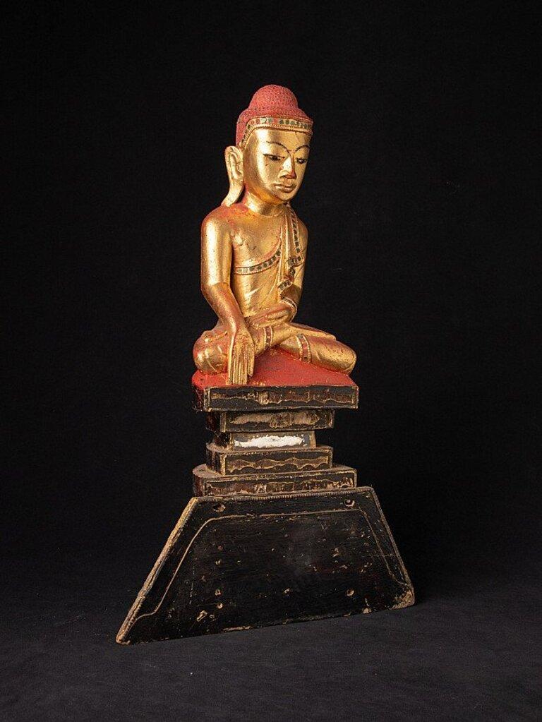Antique Wooden Shan Buddha Statue from Burma For Sale 1