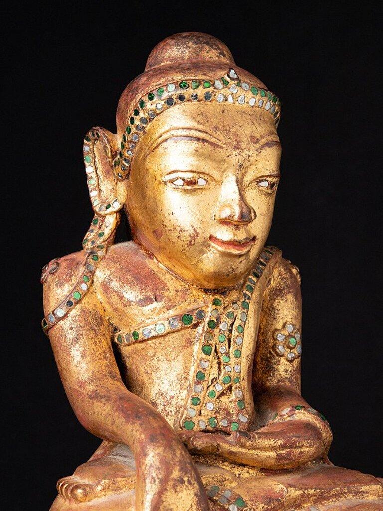 Antique Wooden Shan Buddha Statue from Burma For Sale 2
