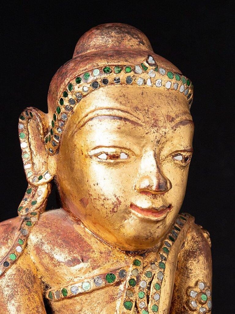 Antique Wooden Shan Buddha Statue from Burma For Sale 3
