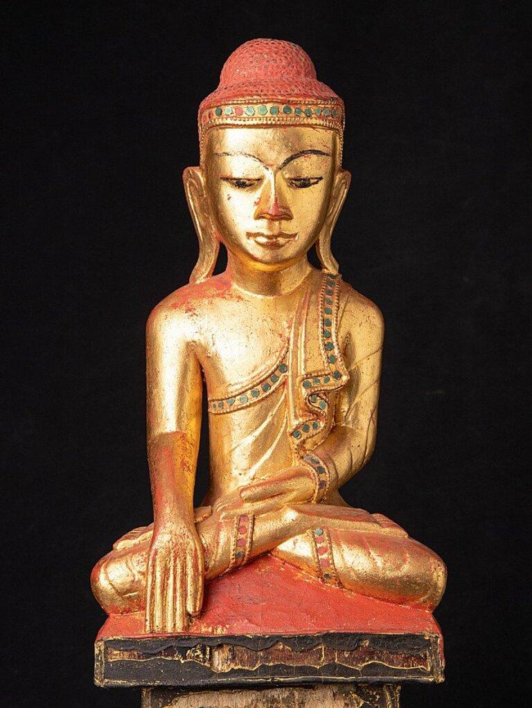 Antique Wooden Shan Buddha Statue from Burma For Sale 3