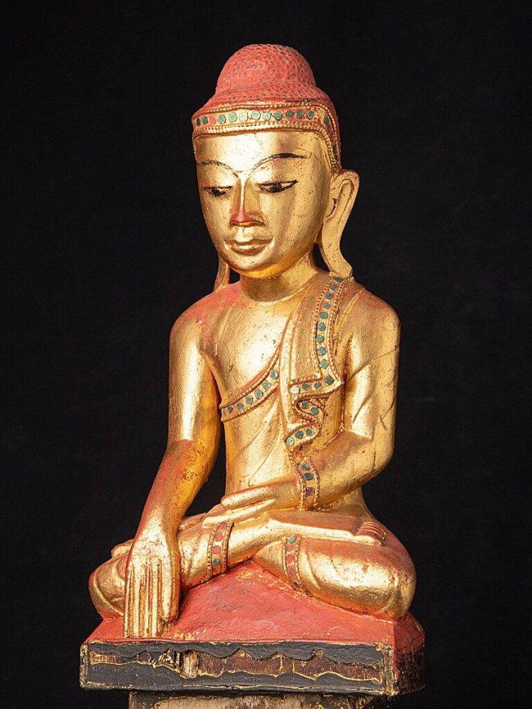 Antique Wooden Shan Buddha Statue from Burma For Sale 4