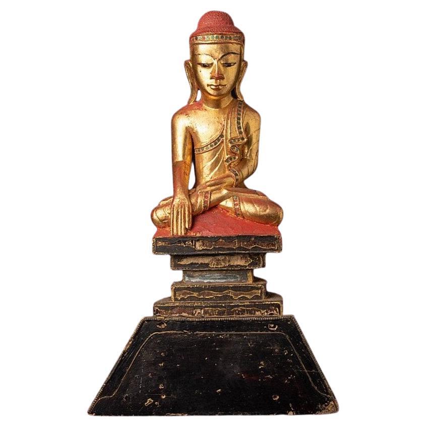 Antique Wooden Shan Buddha Statue from Burma For Sale