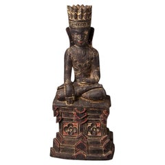 Antique Wooden Shan Buddha Statue from Burma