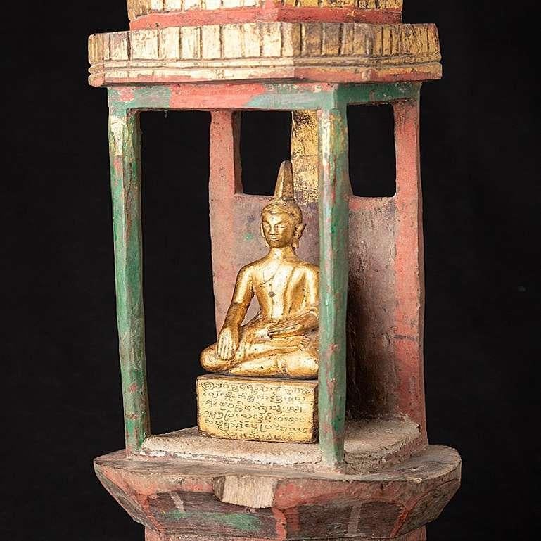 Antique Wooden Shine with Buddha Statue from Laos from Laos 6