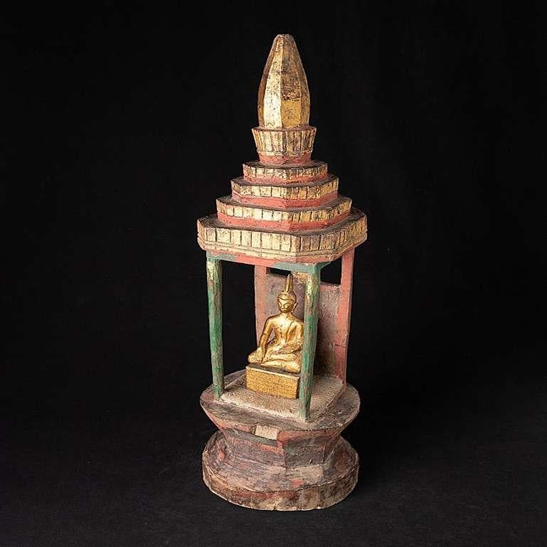 Antique Wooden Shine with Buddha Statue from Laos from Laos 8