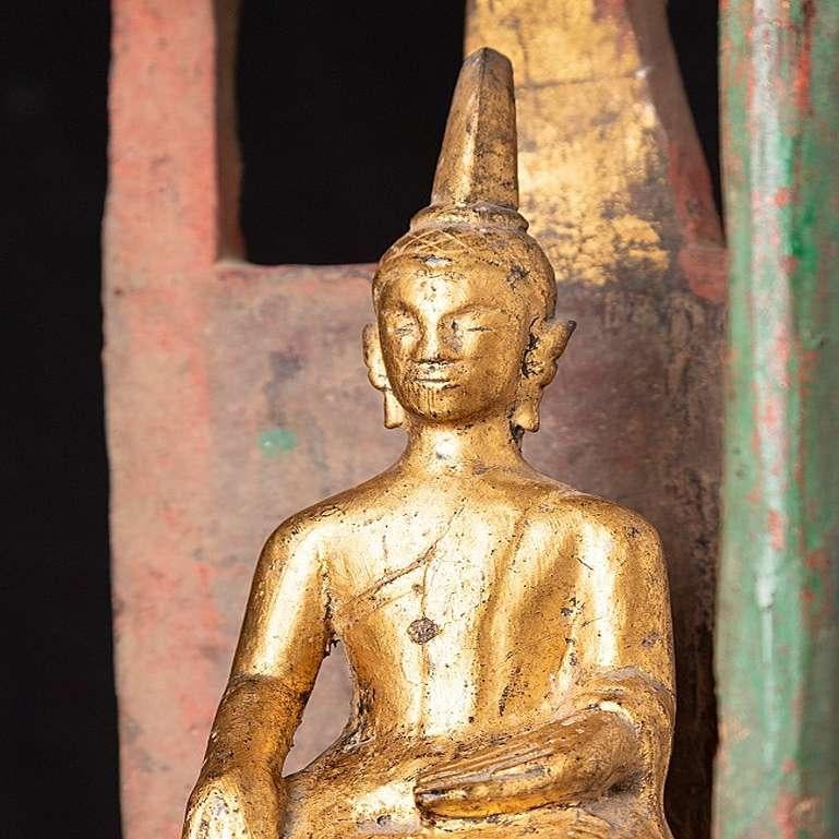 Antique Wooden Shine with Buddha Statue from Laos from Laos 12