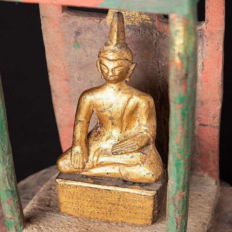 Antique Wooden Shine with Buddha Statue from Laos from Laos 13