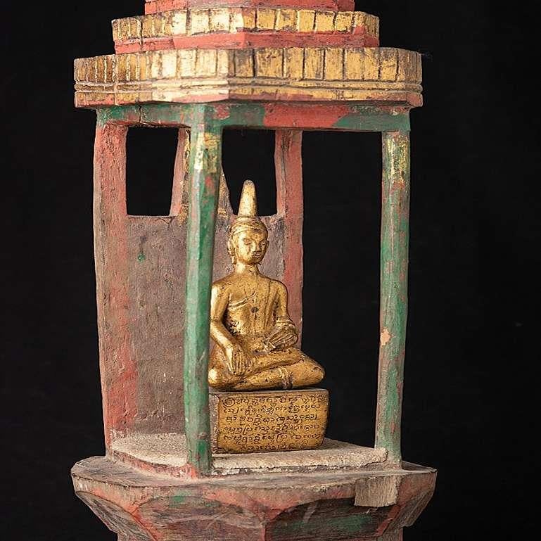 Antique Wooden Shine with Buddha Statue from Laos from Laos 2