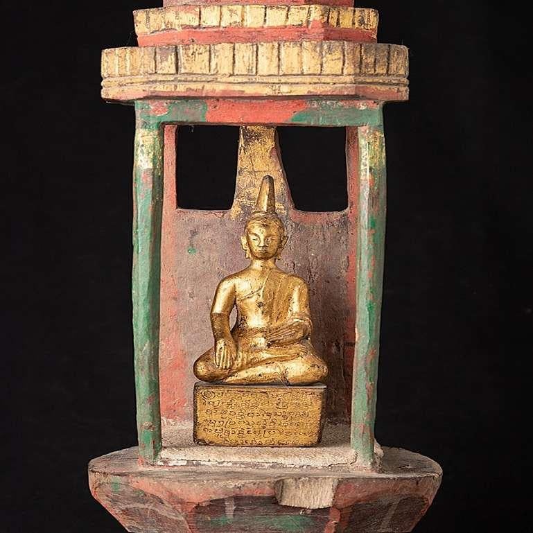 Antique Wooden Shine with Buddha Statue from Laos from Laos 4