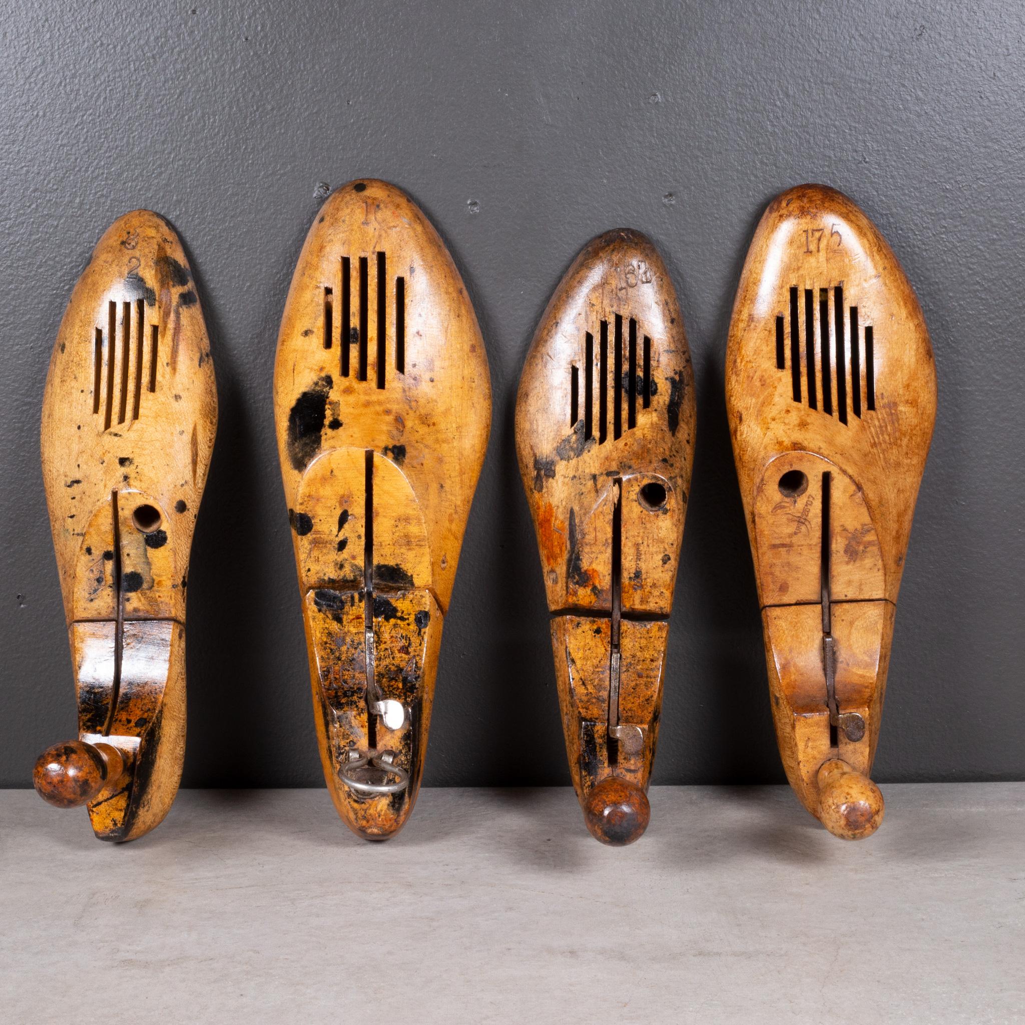 ﻿ABOUT

Price is per collection. 6 collections available. Please specify which set to purchase. Decorative only.

Original cobbler's wooden shoe forms. Sold in sets of four. They have retained their original finish and have the appropriate wear.

  