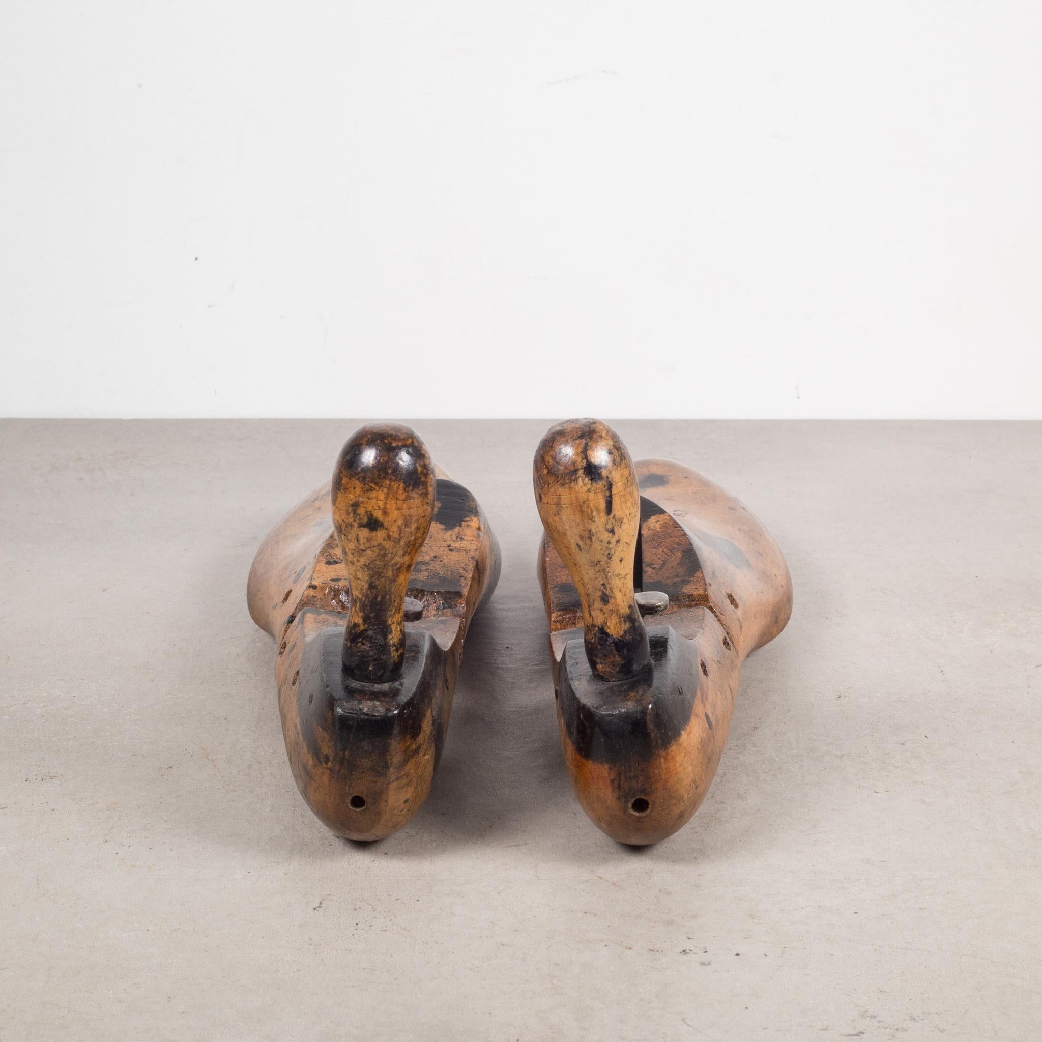 Industrial Antique Wooden Shoe Forms with Handles, c.1920