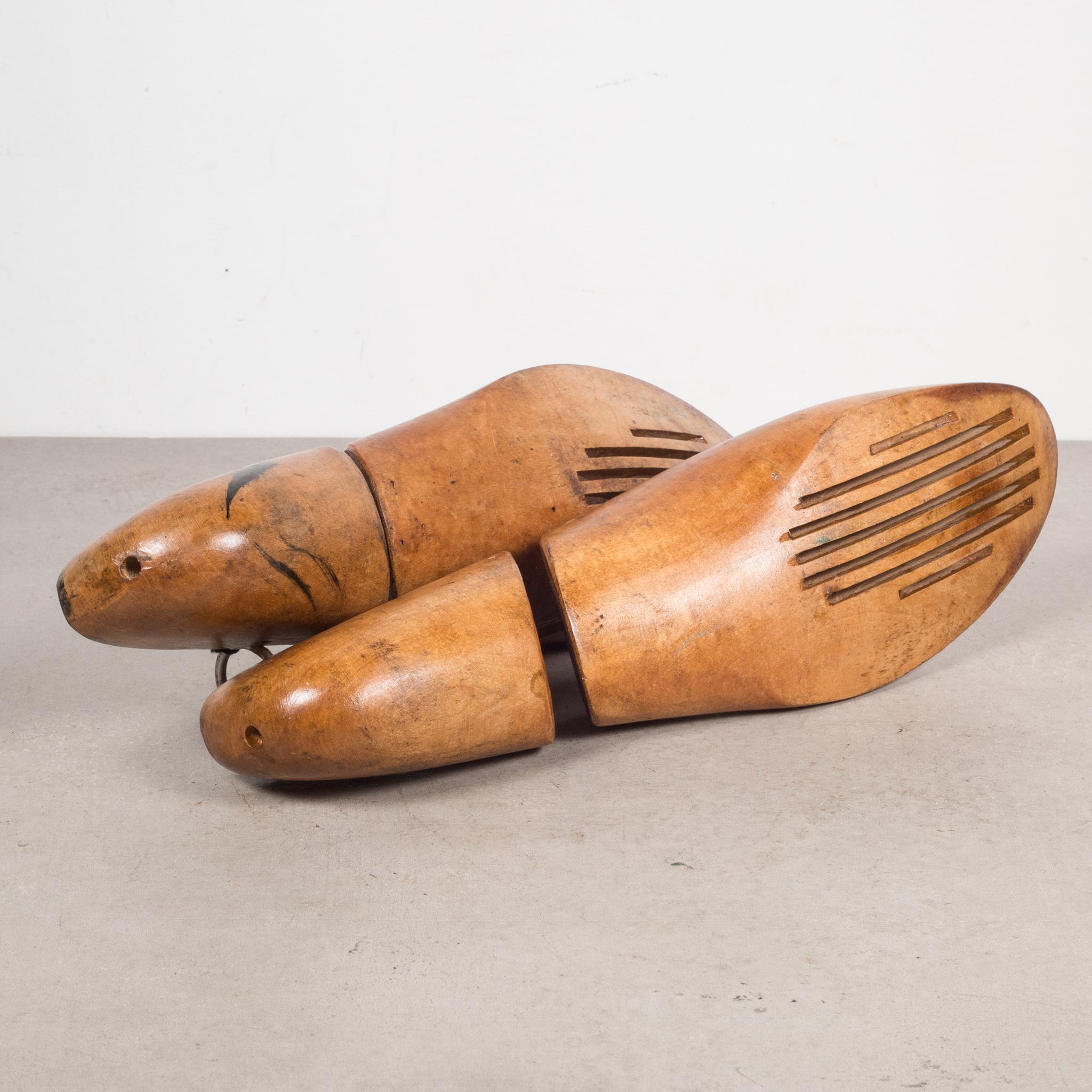 Industrial Antique Wooden Shoe Forms with Handles c.1920 For Sale