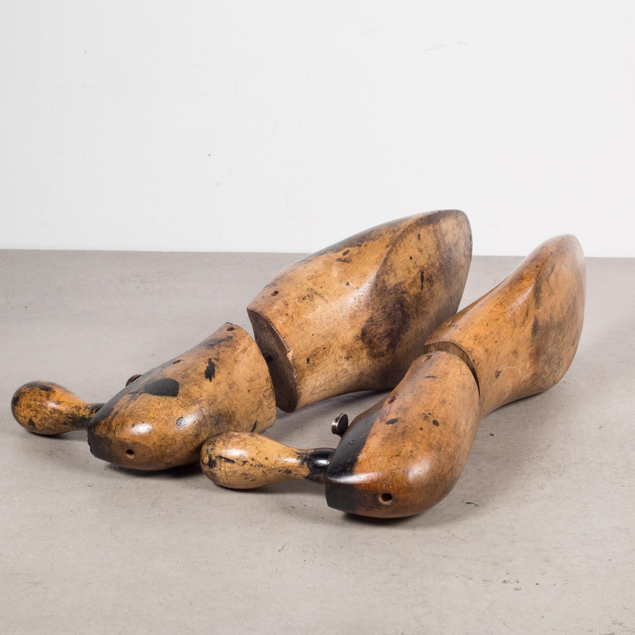 20th Century Antique Wooden Shoe Forms with Handles, c.1920