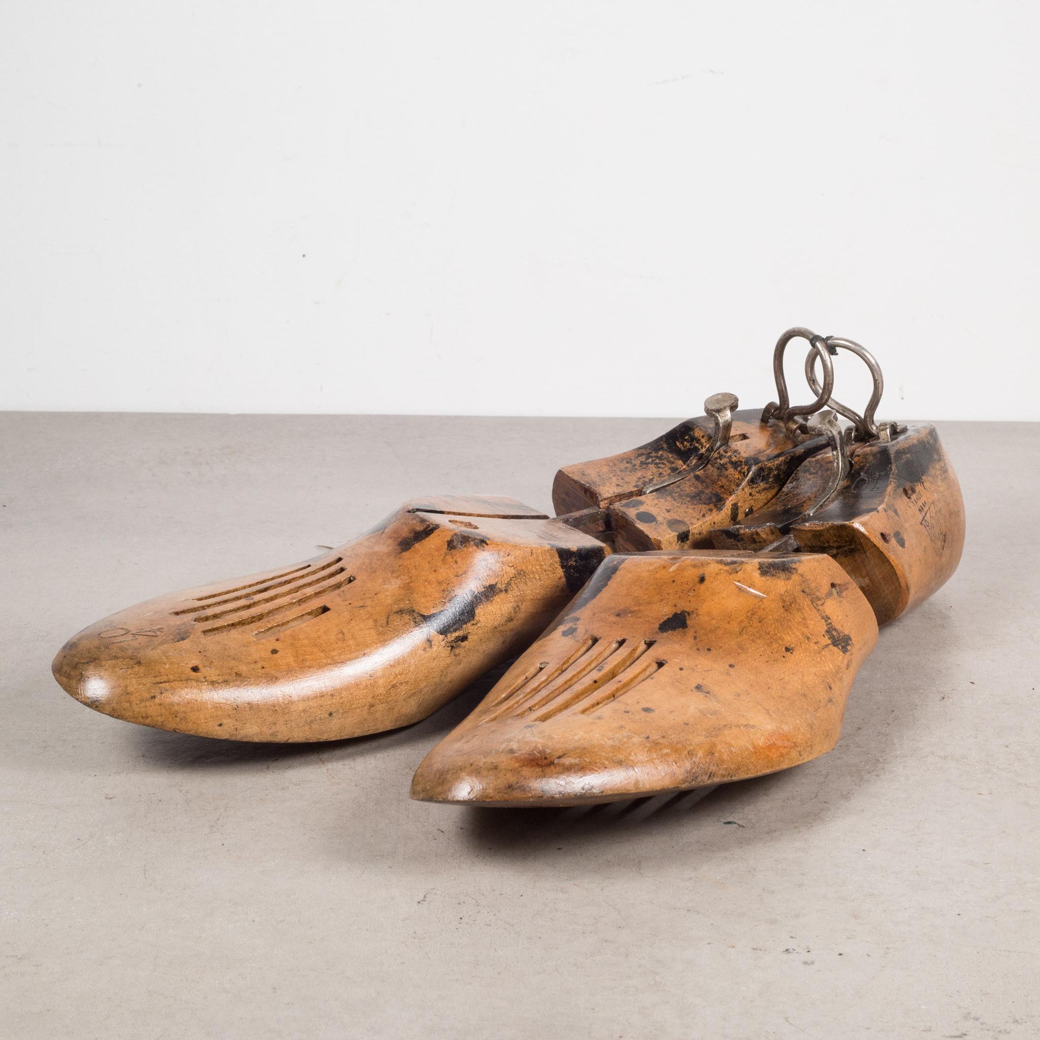 Original pairs of cobbler's wooden shoe forms. They have retained their original finish and have the appropriate wear.

Creator unknown.
Date of manufacture c.1920
Materials and techniques maple or beech.
Condition good. Wear consistent with