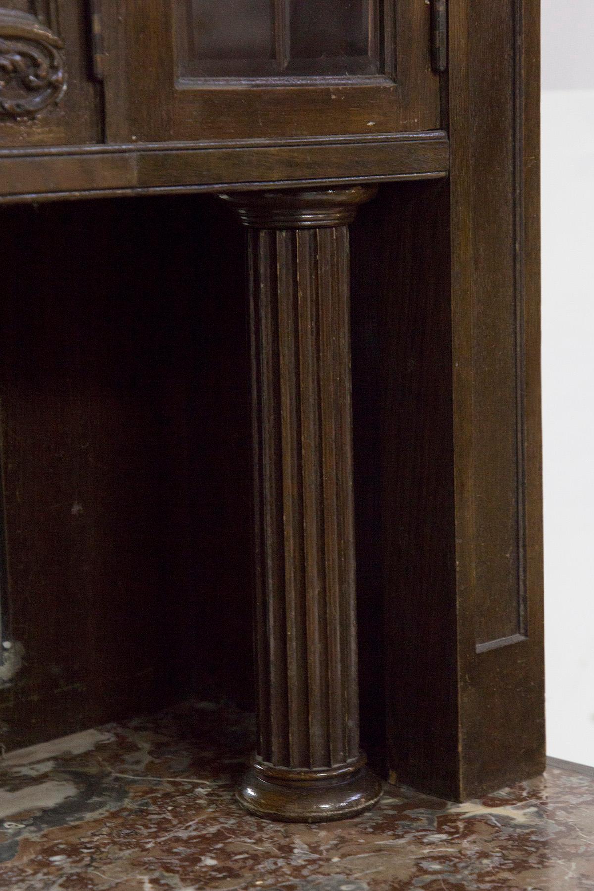 Antikes Holz-Sideboard aus Marmor und Messing (Italienisch) im Angebot