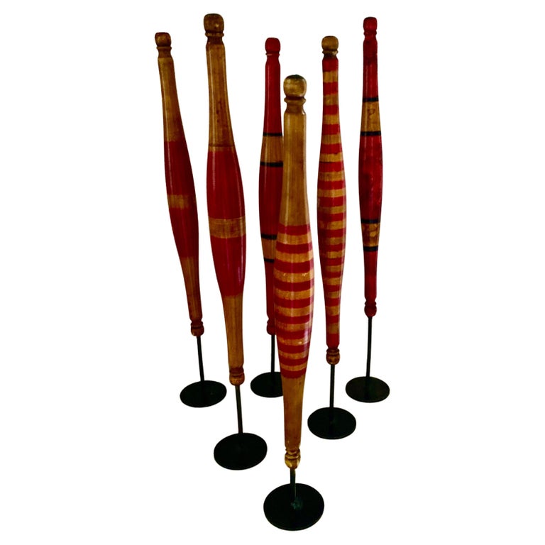 Antique Wooden Spindles for Spinning Wool For Sale