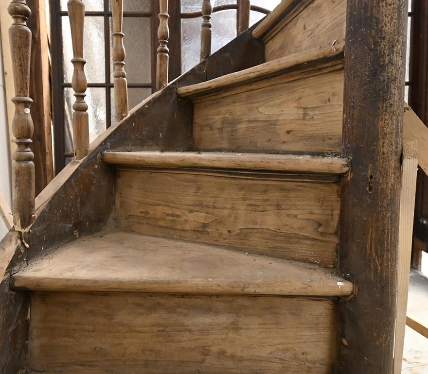 Belgian Antique Wooden Spiral Staircase, 19th Century